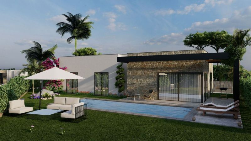 Bodrum Dereköyde Satılık özel havuzlu tek katlı bahçeli 3+1 müstakil villa